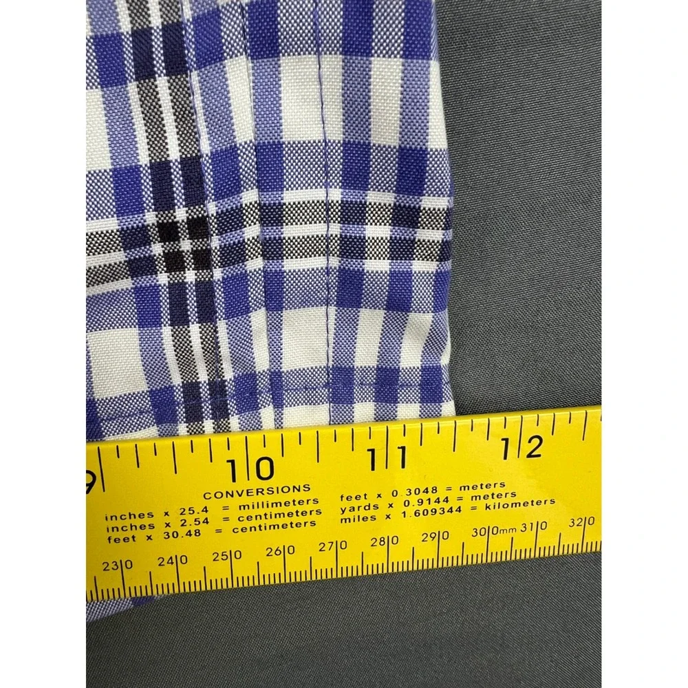 IZOD Golf Shorts Mens 36 Blue White Plaid Excellent Performance Flat Front